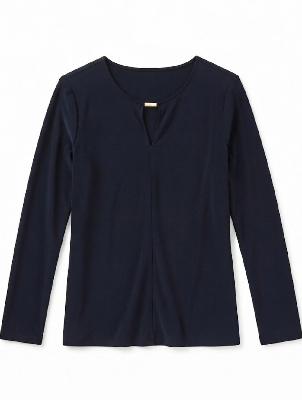 Ann Taylor Black Long-Sleeve V-Neck Top with Shoulder Buttons Sz M
